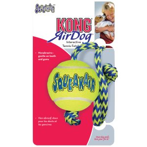 KONG Air Squeaker Tennis Ball With Rope Medium
