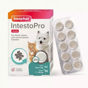 Beaphar IntestoPro Tablets PreBiotics For Firmer Stools Cat 1kg+ & Dog 1-20kg