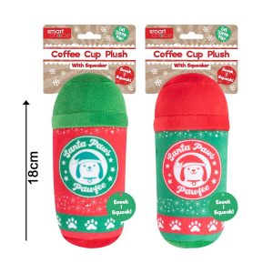 2 Festive Plush Coffee Cup Puppy Dog Toys