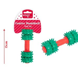 Festive Dumbbell Dental Rubber Dog toy
