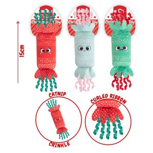 Set of 3 Christmas Cracker Catnip Cat Kitten Toys