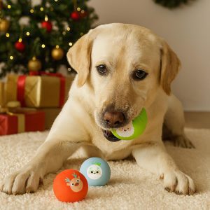 3 Christmas Medium Rubber Balls