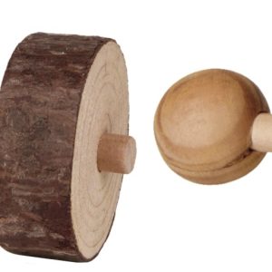 2 Dumbbell Natural Wood Chew Toys